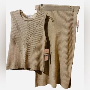 NWT Nanette Lepore two Piece Champagne Gold Skirt Set - L